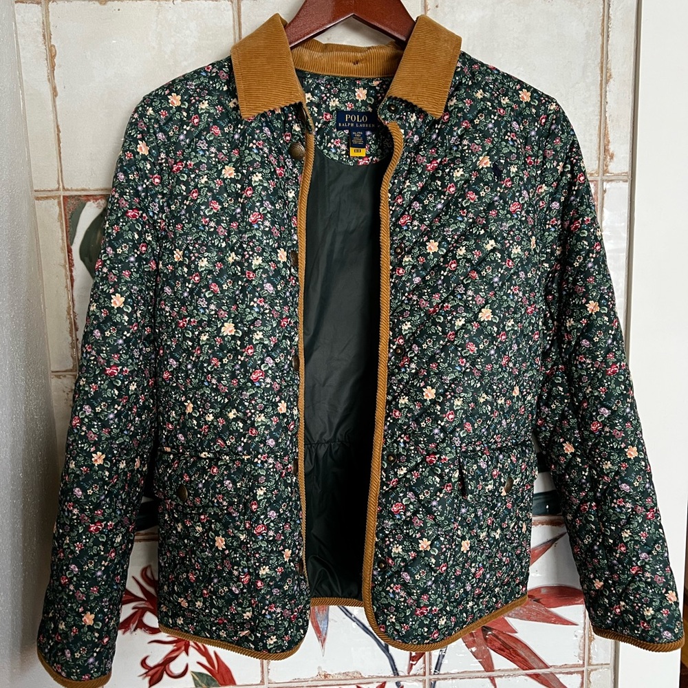 Polo by Ralph Lauren Floral Quilted Jacket - Green and Tan